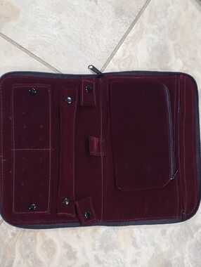 Velvet Jewelry Organizer Pouch in Deep Burgundy